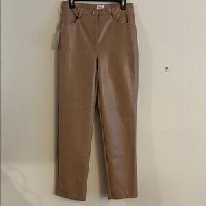 NWT Aritzia Wilfred Melina Vegan Faux Leather Pant - 10 Grey Taupe